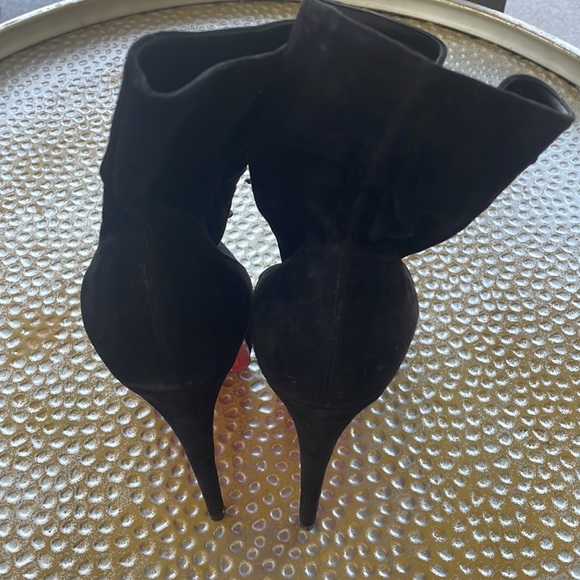 Christian Louboutin Open toe Suede Short Boots 38 Black Authentic - Picture 6 of 14